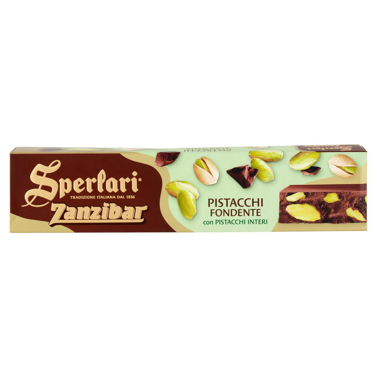 SPERLARI Zanzibar Torrone Al Cioccolato Fondente E Pistacchio 200 GR