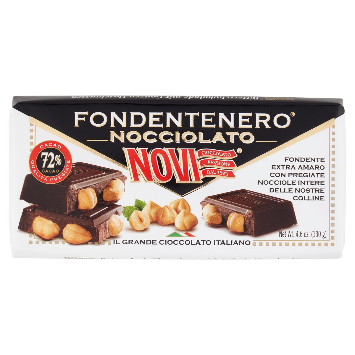 NOVI Tavoletta Di Cioccolato FondenteNero Con Nocciole 130 GR Basko